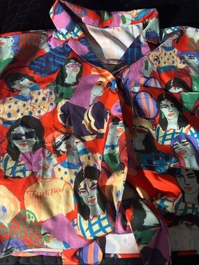 Vibrant Multicolor Art Print Button-Up Blouse